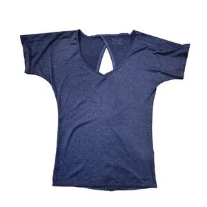 Patagonia Shirt Top Womens Sz XS Cut Out Scoop Neck Blue Open Back Fleece